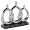 12" Silver Abstract Family Figures Decorative Sculpture with Black Rectangular Base